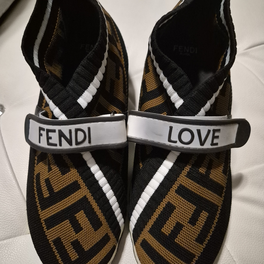 Fendi Black and Brown Patterned Slip-Ons